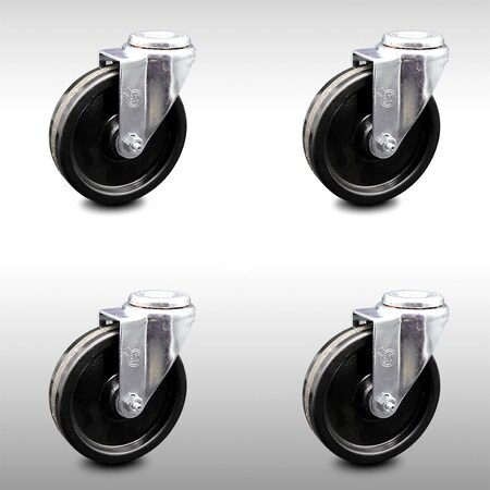 Service Caster 5 Inch SS Phenolic Wheel Swivel Bolt Hole Caster Set SCC-SSBH20S514-PHS-4